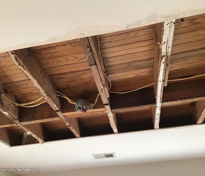 ceiling exposed during restoration process