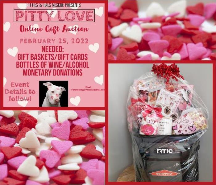 Pitty Love Gift basket with SERVPRO cooler and love inspired items