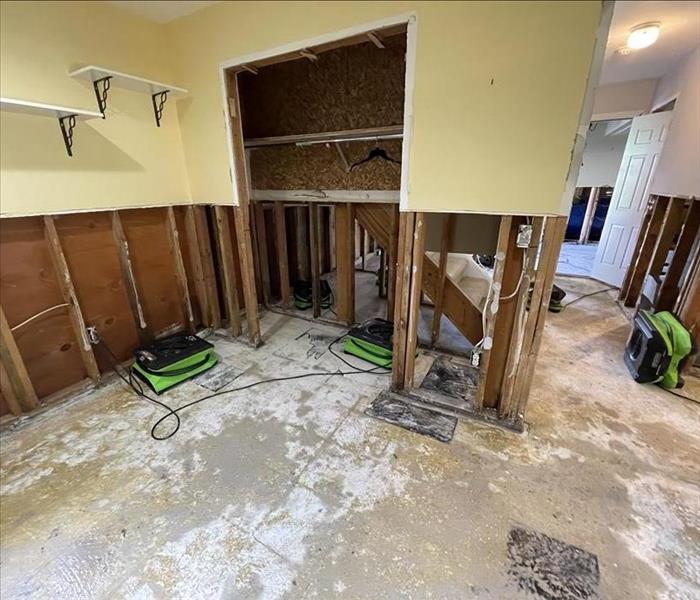 Floors and walls removed after a flood in South Plainfield, NJ