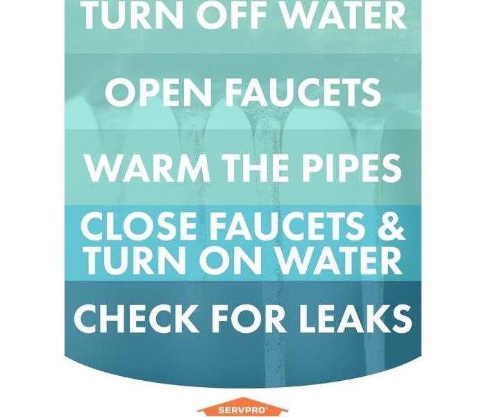 List of 5 steps to thaw frozen pipes